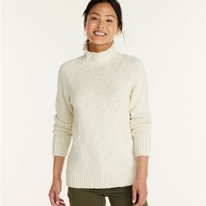 LL Bean Women's Cotton Ragg Sweater, Funnelneck Pullover Size M